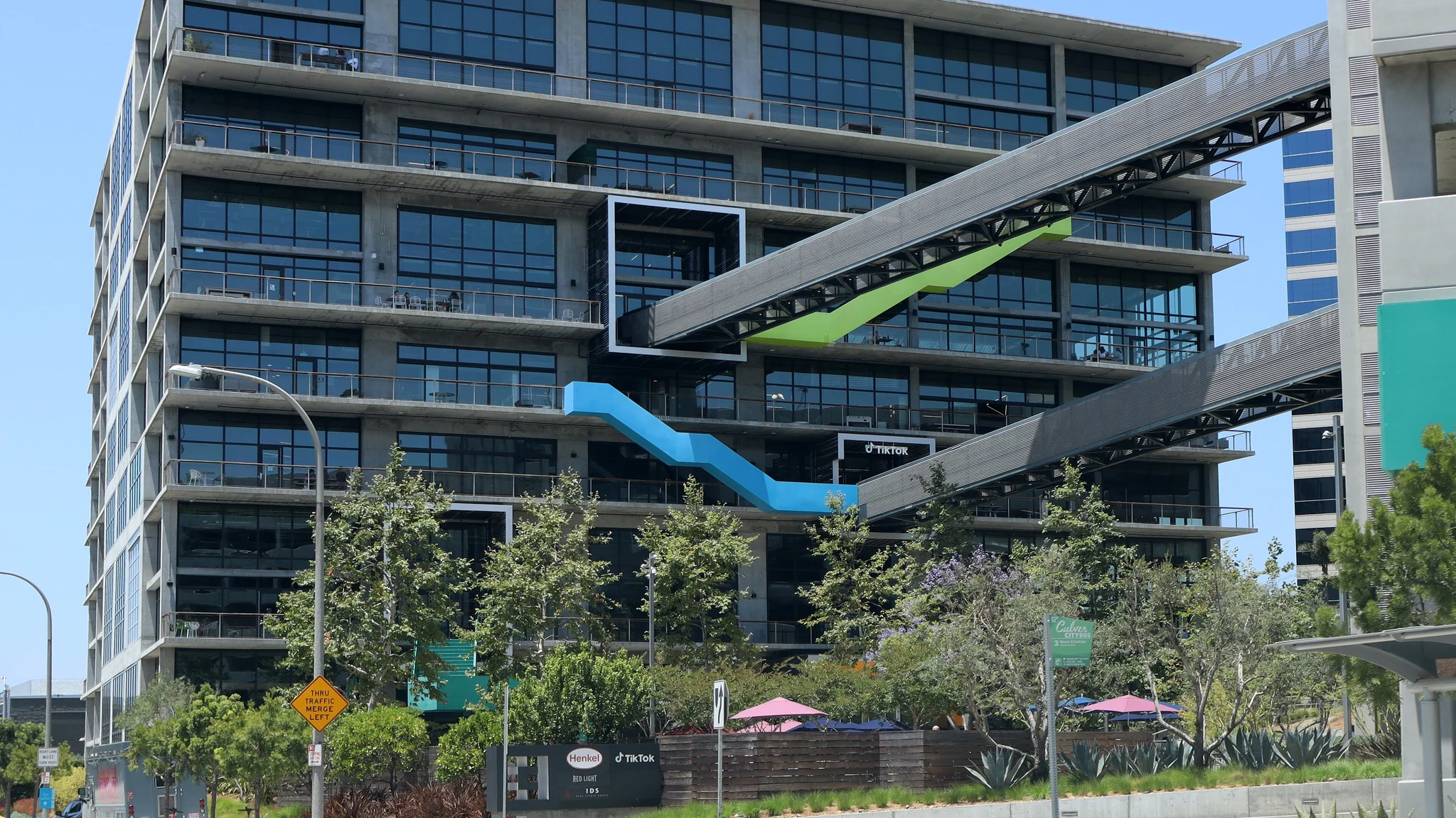 TikTok headquarters building exterior with company signage.